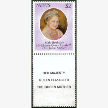 AC14108 | Nevis - 80 anos da Rainha Elizabeth - Rainha Mãe