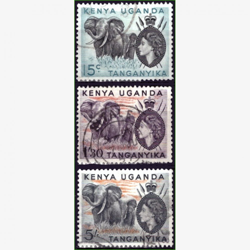 AF15150 | Quênia, Uganda e Tanganica - Rainha Elizabeth II e elefantes