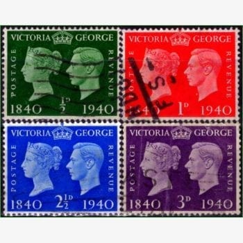 EU14385 | Inglaterra - Victoria e George VI - 100 anos do selo postal