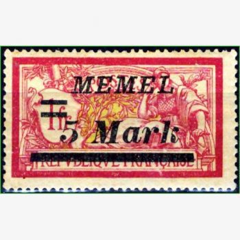 EU15135 | Alemanha (Memelgebiet) - Selo francês com sobretaxa