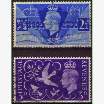 EU15430 | Inglaterra - Rei George VI e símbolos da paz e indústria