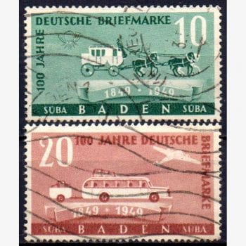 EU8403 | Alemanha (Zona Francesa - Baden) - Centenário dos selos postais alemães
